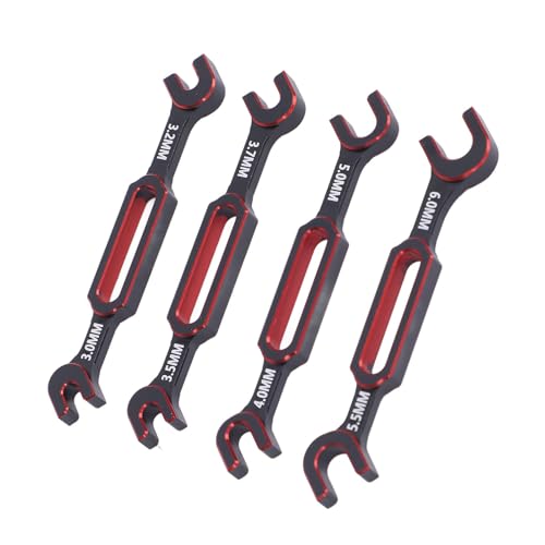 Drfeify 4PCS RC Car Wrench Repair Tool, 3.0/3.2/3.5/3.7/4.0/5.0/5.5/6.0mm RC Turnbuckle Nut Ball Joint Remover Universal Upgrade Parts (Red) - color: Red