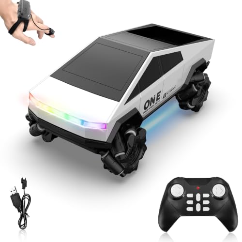 Gesture Sensing RC Stunt Car Toys for 6-12 Years Old Boys Girls, 1/28 Scale 4WD RC Drift Car, 2.4Ghz RC Cars, Seven Light Modes Hand Controlled 360°Rotating Cool Birthday Gifts for Kids - color: Grey