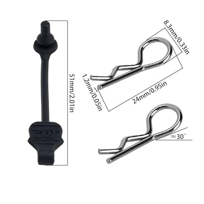 8PCS TGCWENG Universal RC Body Clips w/Pull Tabs Car Clips R Clips for All 1/10 1/12 Scale TRX4 Losi HPI Arrma Kyosho Himoto RC Car Truck Crawler Body Shell Upgrades (1.2mm Black Clips+Black Pull) - color: Black Clips+Black Pull