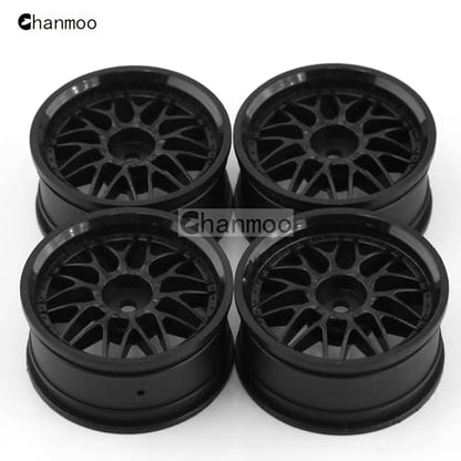 1/10 RC On Road Wheels Hubs 12mm Hex Hard Plastic Drift Rims for 1:10 Scale Rally Racing Car Tires Tamiya TT01 TT02 XV01 A959 PTG2 144001 HPI KYOSHO HSP PTG2 Touring Street Tyres 4PCS (Black) - color: Black