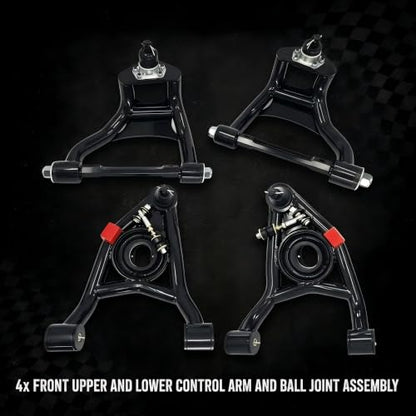 ‎Psrorkeu Front Upper & Lower Tubular Control Arm 4-Piece Kit, Compatible with 1968-1972 GM A-Body Chevelle, El Camino, Monte Carlo, GTO, Cutlass, Skylark, Heavy Duty DOM Steel Suspension Upgrade - size: 68-72 GM A-Body