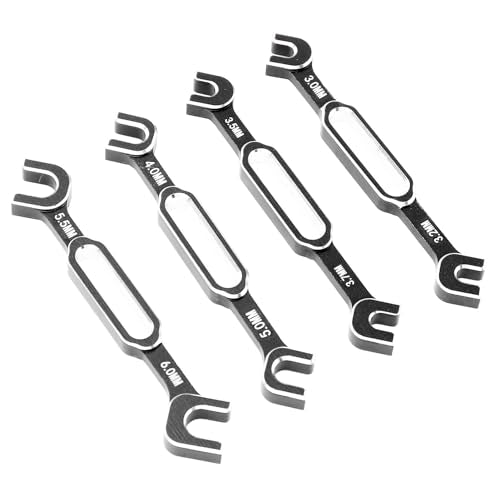 RC Car Wrench, 3.0 to 6.0mm Aluminum Alloy Turnbuckle Nut Ball Joint Remover Wrench Set, with Lightweight Durable Construction for Adjusting Ball Joints, Pull Rods, and Push Rods (Black) - color: Black