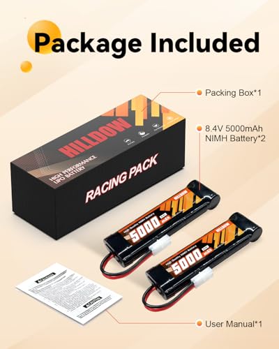 Hilldow 5000mAh 8.4V NiMH Battery High Capacity Battery Pack with TMY Connector for Car Truck Tank Airplane Helicopter (2 Pack) - color: 2PCS