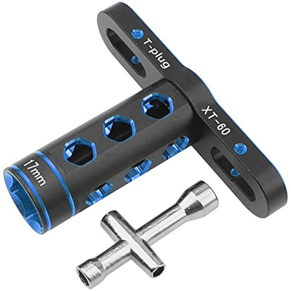 RC Car Tool 17mm Hex Adapter Wheel Wrench w/ 4mm 5mm 5.5mm 7mm Hex Socket Wrench Compatible with Traxxas Axial Arrma HSP Redcat Tamiya ECX HPI 1/8 1/10 1/12 Car Truck (Blue) - color: Blue