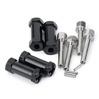 RC 12mm Wheel Hex Drive Hubs Combiner Coupler Aluminum 15mm/20mm/25mm/30mm Offset Extension Longer Combiner Drive Adapter for 1/10 Axial SCX10 Wraith RC Car Upgrade Parts (Black - 30mm) - color: Black - 30mm