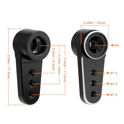 Steering Servo Horn Aluminum Servo Arm for EMAX ES08MA II Servo (Black) - color: Black