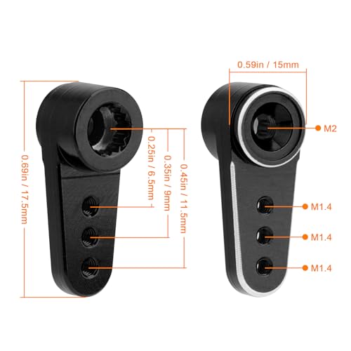 Steering Servo Horn Aluminum Servo Arm for EMAX ES08MA II Servo (Black) - color: Black