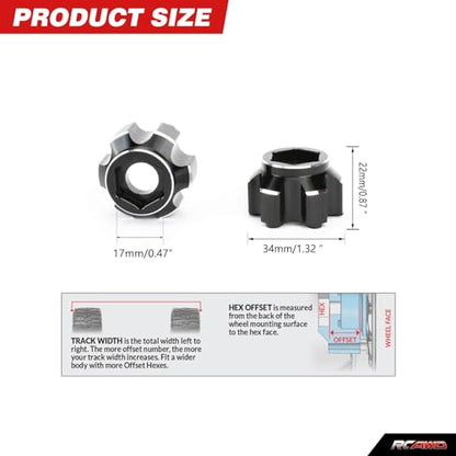 RCAWD for Pro-Line 1/10 6x30 to 17mm Aluminum Wheel Hex Adapters Upgrades Parts #PRO633800