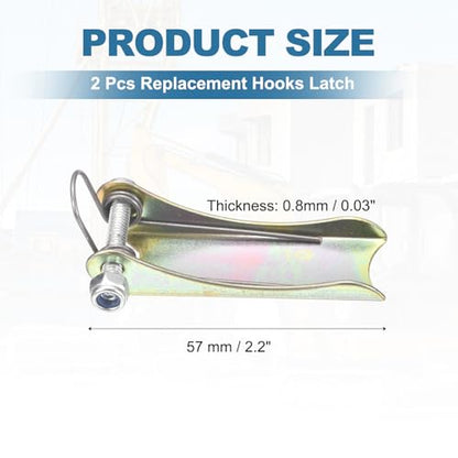 uxcell 3T Hook Safety Latch Kit, 2 Pack Thickened Metal Clevis Slip Hook Replacement Latch for Towing Receiver Hitch Truck Trailer, Color Steel (2.2 Inch / 57mm Length, 0.8mm Thinkness) - size: 3T, 2.2" / 57mm