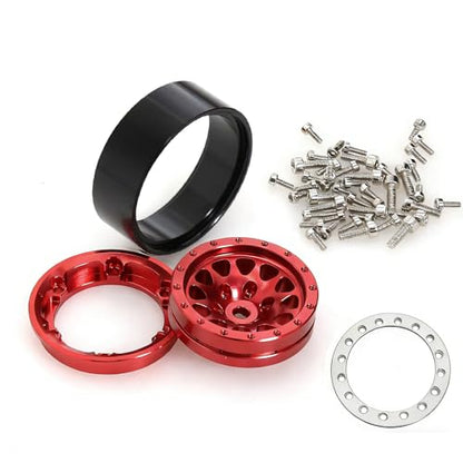 1.3" Aluminium Beadlock Wheels, RC Crawler Upgrade Parts for TRX4M SCX24 1/24 1/18 Scale RC Crawler Cars (red) - color: Red
