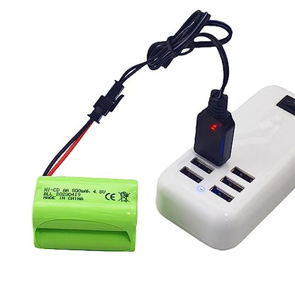 2PCS AA 4.8V 800mAh Charging Battery with SM-2P Plug and USB Charging Cable for 1/28 Stunt RC Car C128 1/28 NB2801 NB2802 NB2803 Double-Sided Rolling and Spinning Stunt Car Robot Electric Toy