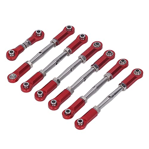 7PCS Adjustable Links Set for Slash Rustler - RC Accessories - 1/10 RC Car Adjustable Steering Linkage Kit with 87-103mm Links (Red) - color: Red
