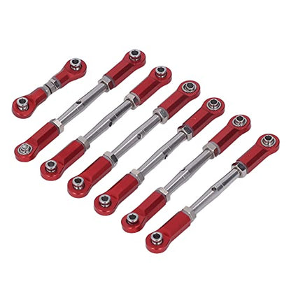 7PCS Adjustable Links Set for Slash Rustler - RC Accessories - 1/10 RC Car Adjustable Steering Linkage Kit with 87-103mm Links (Red) - color: Red