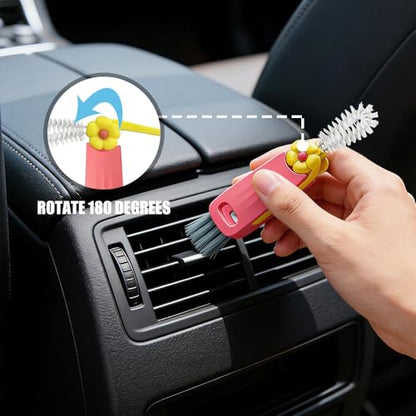 Car Interior Detail Dust Brush,Soft Car Interior Detailing Kit Tools,3 in 1 Cup Lid Gap Cleaning Brush Set for Auto,Truck,SUV,RV Interior Cleaning