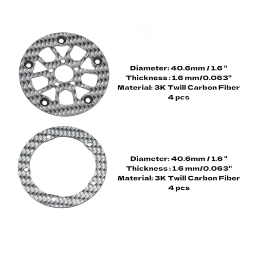 1.6" (40.6mm) Super Wheels, Carbon fibre Beadlock Wheel fit for SCX24 TRX4M FCX24 FCX24M CR18P 1/24 1/18 RC Crawlers Upgrade, Style D, Silver - color: Silver, size: Style D