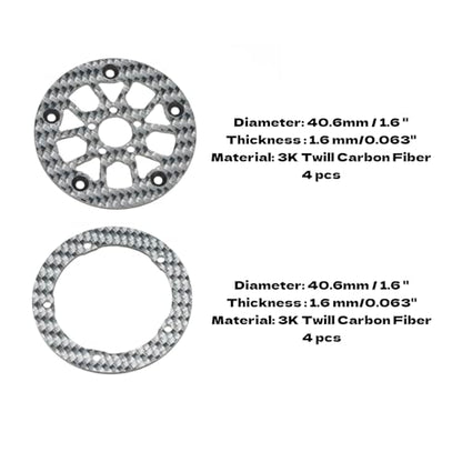 1.6" (40.6mm) Super Wheels, Carbon fibre Beadlock Wheel fit for SCX24 TRX4M FCX24 FCX24M CR18P 1/24 1/18 RC Crawlers Upgrade, Style D, Silver - color: Silver, size: Style D