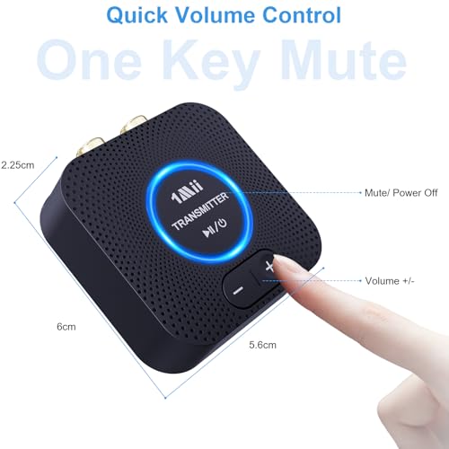1Mii 2.4GHz Wireless Audio Transmitter Receiver Set (1 TX+1 RX) for TV, 262Ft/80M Long Range 25ms Low Latency with AUX RCA in/Out, Wireless Audio Adapter for TV PC Powered Speaker Amplifier Soundbar