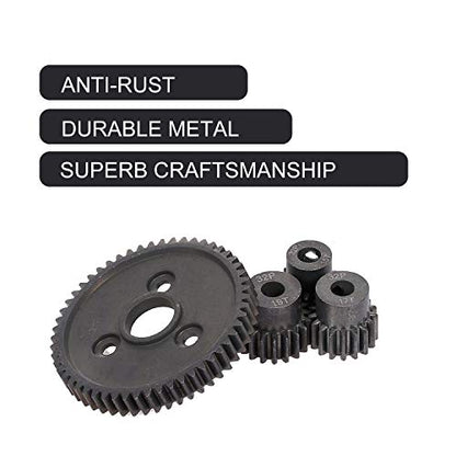 Globact 54T 0.8 32 Pitch Metal Steel 3956 Spur Gear with 15T/17T/19T Pinions Gear Set for Traxxas Slash 4x4 4WD/2WD VXL Rally VXL Stampede 4x4 1/10 Summit 1/10 E-REVO Parts | 0.8M Steel Spur Gear and 15T 17T 19T Pinion Gear for Traxxas Slash 4x4/2WD Rally