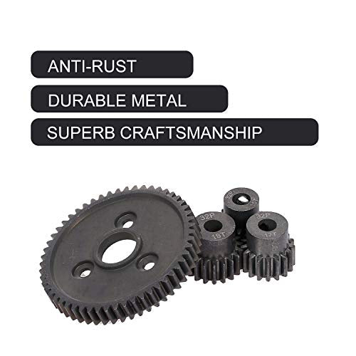 Globact 54T 0.8 32 Pitch Metal Steel 3956 Spur Gear with 15T/17T/19T Pinions Gear Set for Traxxas Slash 4x4 4WD/2WD VXL Rally VXL Stampede 4x4 1/10 Summit 1/10 E-REVO Parts | 0.8M Steel Spur Gear and 15T 17T 19T Pinion Gear for Traxxas Slash 4x4/2WD Rally
