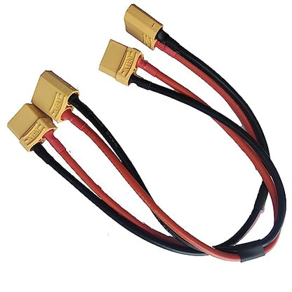 2 pcs XT90 Male Plug Connector to XT90 Female Plug Connector Adapter Extension Cable with 30cm 12AWG Silicone Wire