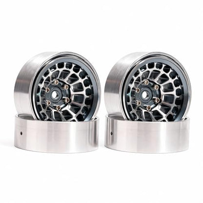 1.3” Aluminum Beadlock Wheels, -4.53mm Offset CNC 7 mm Hex Rims for 1/18 1/24 RC Crawler TRX4M, Axial SCX24 AX24, Redcat Ascent-18, FMS FCX24, 4 pcs, Gray - color: Gray