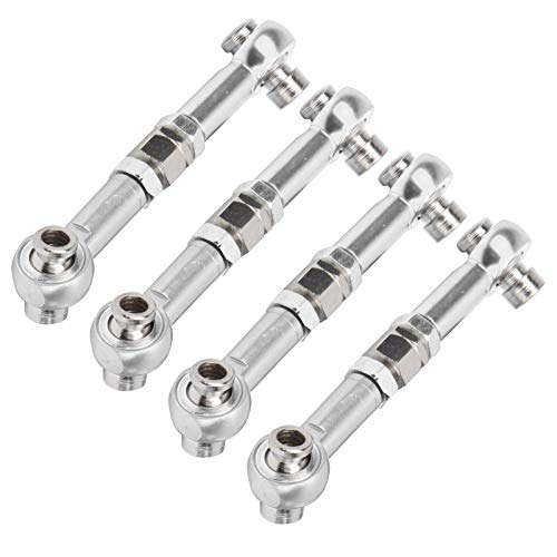 4Pcs Aluminum Alloy Steering Linkage Rods Upgrade Kit Fit for HSP 94122 94123/10 RC Cars Red Silver Metal Arms Replacement Parts Enhanced and Durability Truck Accessories - color: Silver