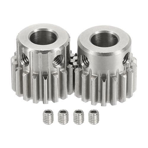 uxcell 2Pcs 1 Mod 18T Spur Gear 8mm Bore, 304 Stainless Steel Pinion Gear, 20°Pressure Angle, for Spur Rack and RC Model Car or Motor DIY(16mm) - size: 1 Mod 18T, 8mm x 16mm