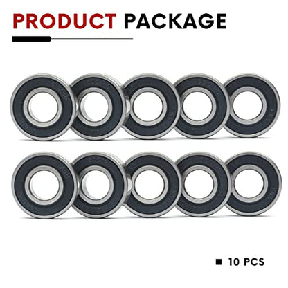 10 Pcs 6001-2RS Double Rubber Sealed Deep Groove Ball Bearings 12x28x8mm, Deep Grove Ball Bearing ABCE-3 Pre-Lubricated, Chromium Bearing Steel (6001-2RS, 10) - size: 6001-2RS