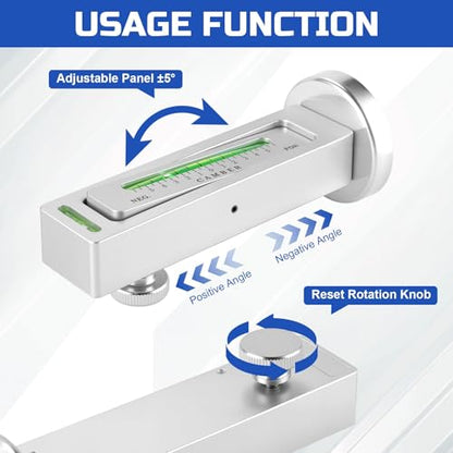2PCS Universal Magnetic Gauge Tool, High-Accuracy Camber Caster Gauge, Strong Magnetic Base Adjustable Wheel Alignment Tool for Automotive Vehicle Truck RV Tire Repair, Car Accessories(Silver) - color: Sliver-2pc