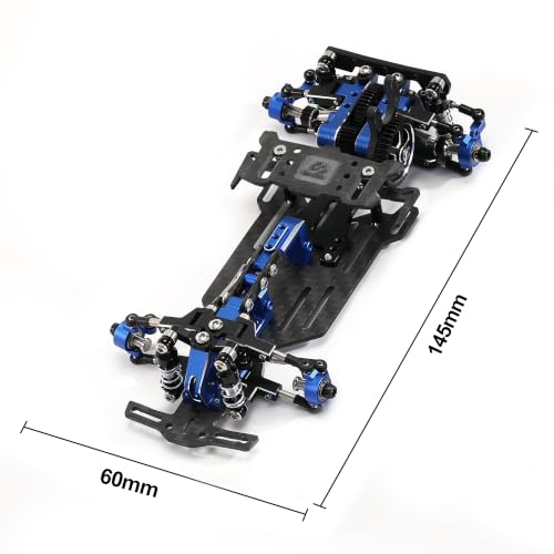 RC Car Frame, 1/24 1/28 TG Super Assembled Mini Rear Drive RWD Drift Racing Car Frame Body Kit with Tools DIY Parts (Blue) - color: E.blue