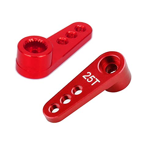 2PCS ShareGoo Metal 25T Servo Horn M3 Threads Steering Arm Server Rocker Compatible with Futaba Savox Power HD HSP Servos Motor 1/8 1/10 RC Car Truck,Red