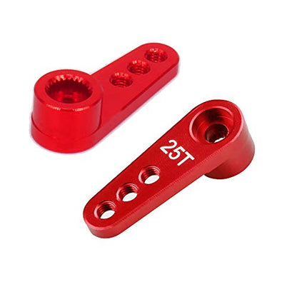 2PCS ShareGoo Metal 25T Servo Horn M3 Threads Steering Arm Server Rocker Compatible with Futaba Savox Power HD HSP Servos Motor 1/8 1/10 RC Car Truck,Red