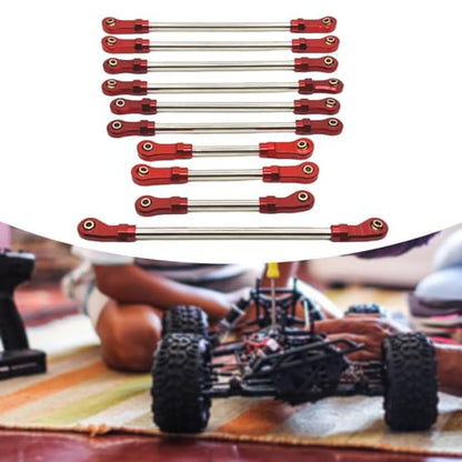 10 Pieces Steering Servo Link RC Car Pull Rod Metal Upgrade Linkage Model Parts Sturdy Construction Suitable for WLtoys 1/10 RC Truck, red - color: Red