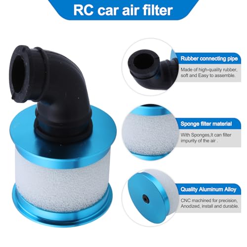 HobbyPark RC Air Filter Aluminum Capped w/Element Sponge 04104 Nitro Engine Parts for 1:10 Monster Truck Off Road Buggy Redcat HSP Exceed (Blue)