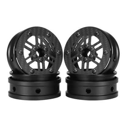 2.2 Beadlock Carbon Fiber Wheels Rims for 1/10 RC Crawler Cheater Rigs | Upgrade 4pcs,lightweight,beadlock no-glue design,For Capra SCX10 Pro TRX4 TF2 Element Enduro,improves climbing traction. - style: C