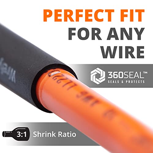 Wirefy | Heat Shrink Tubing - 1/4" inch - 3:1 Ratio - Adhesive Dual Wall Waterproof - Heat Shrink Tube - Heatshrink Tubes - Black - 50 Feet Roll | Trusted UL Certification - color: Black, size: 1/4" - 50 Feet