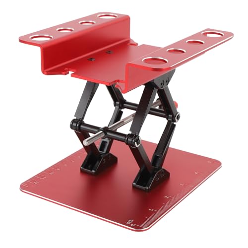 Dpofirs Rotatable Height Adjustable RC Car Platform | Stable Metal Work Stand for 1:8 1:10 Scale Repair (Red) - color: Red