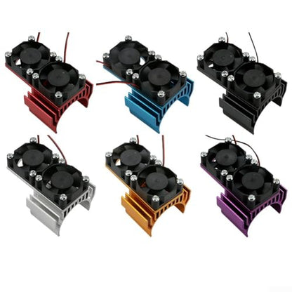Aluminum RC Motor Heat Sink with Dual 30mm Cooling Fans 1: 10 Cars Compatible Having 540 550 Brushed 3650 3660 Brushless Motors Red(Blue) - color: Blue