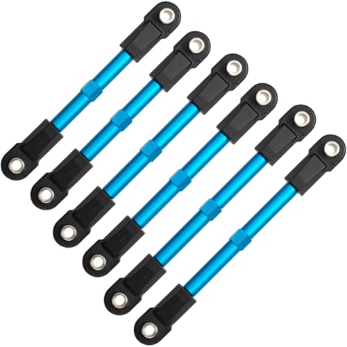 6Pcs Adjustable Aluminum Turnbuckles Camber Links Set for Traxxas Slash 4X4 2WD / Rustler/Stampede/Hoss/Bandit 1/10 RC Short Course Trucks Replacement Upgrade Accessories (Blue) - color: Blue