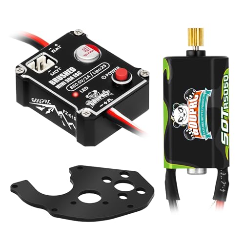 GOUPRC Brushed Mini ESC 30A with 50T Brushed Motor & Motor Mount Combo Kit for 1/24 Axial SCX24 AX24 RC Crawler Upgrades