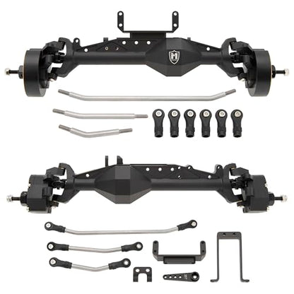 MEUS RACING Capra 1.9 Portal Axles Kit with Isokinetic 3-Section CVDs and Ackerman Steering Structure for Axial Capra 1.9 4X4 and DIY SCX10 SCX10 II Upgrades Parts (Black - 4WS) - color: 4ws-black
