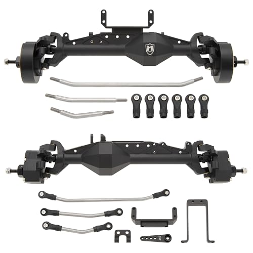 MEUS RACING Capra 1.9 Portal Axles Kit with Isokinetic 3-Section CVDs and Ackerman Steering Structure for Axial Capra 1.9 4X4 and DIY SCX10 SCX10 II Upgrades Parts (Black - 4WS) - color: 4ws-black