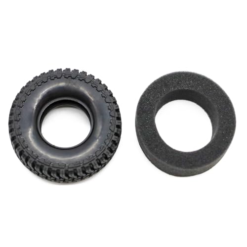 1.3” All-Terrain RC Tires for 1/18 1/24 TRX4M, Axial SCX24 / AX24, Redcat Ascent-18, FMS FCX24, 65 x 27 mm, 33 mm Inner Diameter, Foam Inserts, 4 pcs, Black