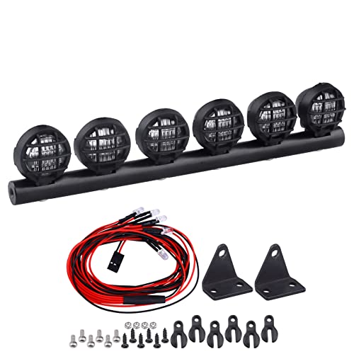 110mm 1/10 RC LED Light Bar Roof LED Lamp Kit 6 Lights LEDs for TRX4 Traxxas Slash 4x4 2WD Stampede SCX10 & SCX10 II Redcat Gen7 Gen 8 Crawler Car Truck