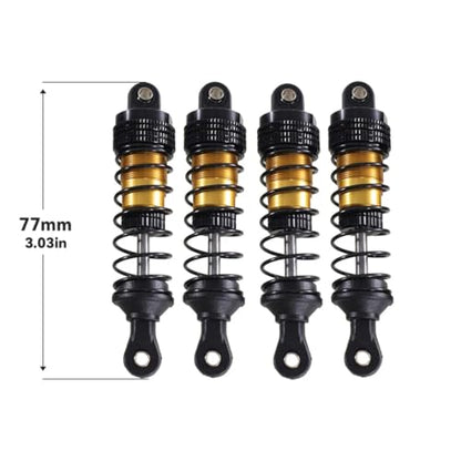 4PCs Upgraded Shock Absorbers Front ＆ Rear Hydraulic Shock Absorbers for MJX Hyper Go SCY Wltoys H16BM H14BM 14301 14302 14303 1/12 1/14 1/16 RC Car Upgrade Parts (77mm Golden) - color: 77mm Golden
