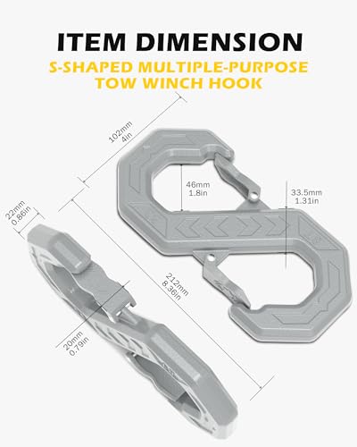 3/8" Tow Hook, S-Shaped Winch Hook, 33,000lbs Breaking Strength, G80 Heavy Duty Forged Steel, Fast Connect Winch Shackle Towing Hook for Trucks, SUVs, ATVs, Trailers, Gray - color: Gray