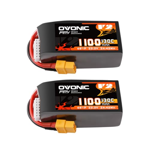 OVONIC 130C 6S 1100mah Lipo Battery 22.2V Pack with XT60 Plug for FPV Racing