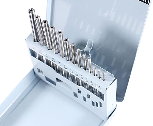 Accusize Industrial Tools 1/16-1/4'' 13 Pcs Hss 6542 Straight Flute, Chucking Reamer Set, 5500-Se00 | ANSI Standard, Straight Shank and Straight Flute, Right-Hand Cut, Fractional Sizes by 64ths, 5500-SE00