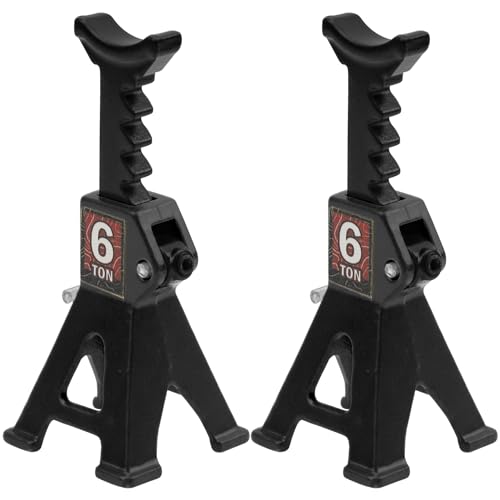 4Pcs ShareGoo 1/24 RC Scale Toy Decoration Metal RC Mini Toy Jack Stands Simulation Compatible with 1/18 1/24 RC Crawler SCX24 AX24 TRX4M FCX24 RC Crawler Car (Black) - color: Black