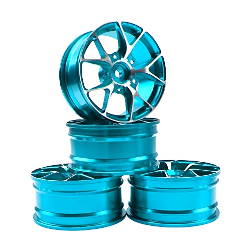 ShareGoo Metal Wheel Rims RC 12mm Hex Hubs 1/10 RC Drift On-Road Racing Touring Wheel Rim Compatible with HSP Tamiya Kyosho RedCat Sakura WLtoys Universal 1/10 RC Scales (Blue) - color: Blue